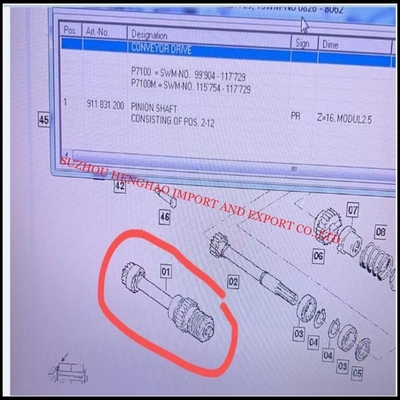 No. de piezas: 911831200 PINION SHAFT Z=16 para telares Sulzer, piezas de repuesto, suministros MRO para plantas textiles