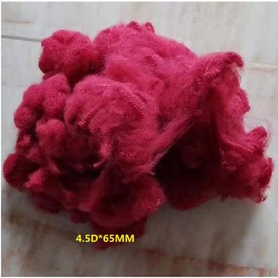 fibra de grapa de poliéster reciclada roja brillante sólida del color de 2.5Dtex*51m m para el material de terraplenado, tela no tejida, haciendo girar