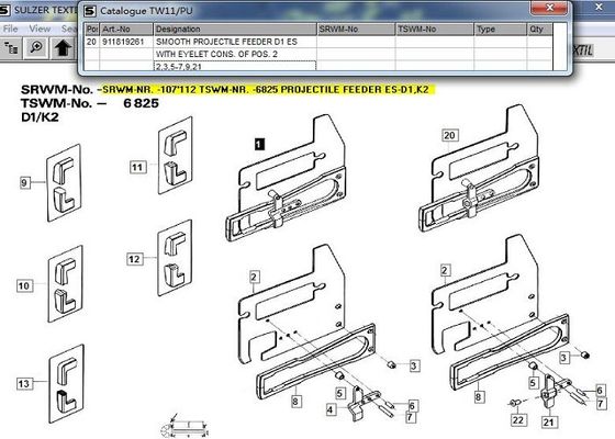 Recambios ISO9001 de los telares del proyectil de P7150 Sulzer