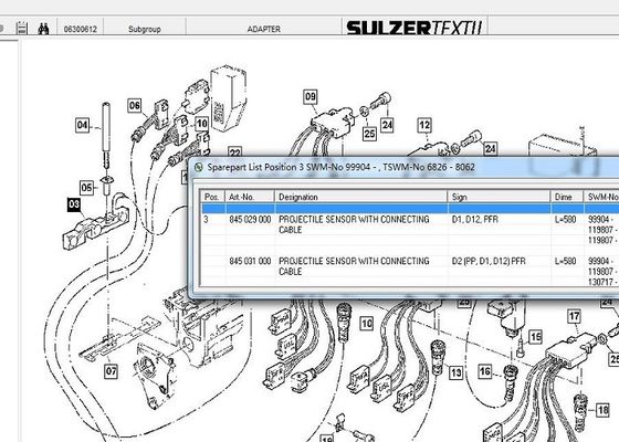 El telar de Sulzer del sensor de PFR parte el sensor de Proectile con el cable de Conecting