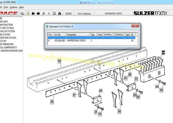 632424000 recambios G6100 G6200 G6300 F2001 de la maquinaria de la materia textil del estoque de Sulzer